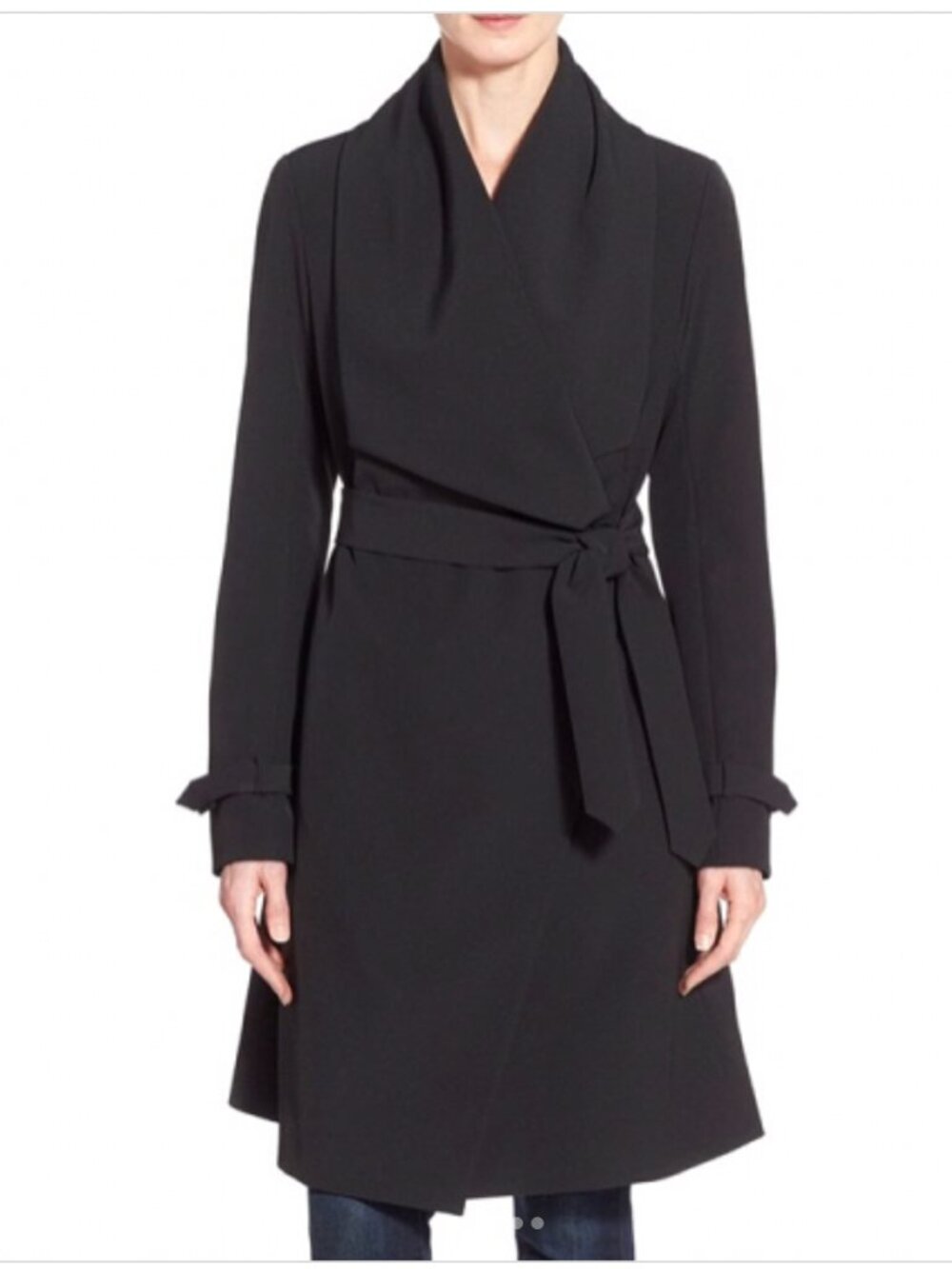 Diane Von Furstenberg black RAQUEL trench wrap coat M